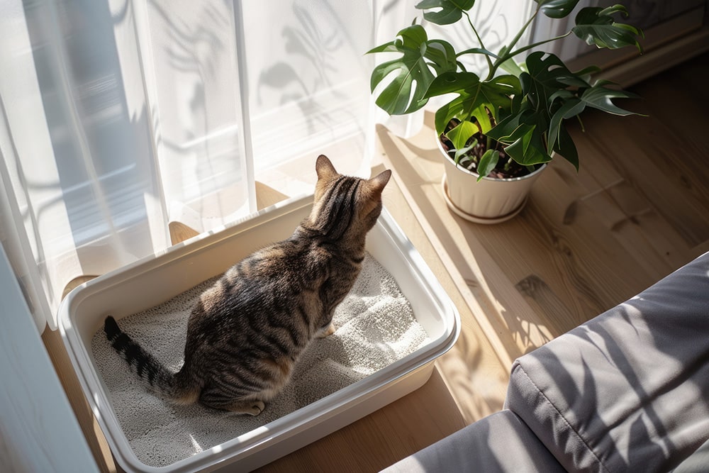 cat in litter box