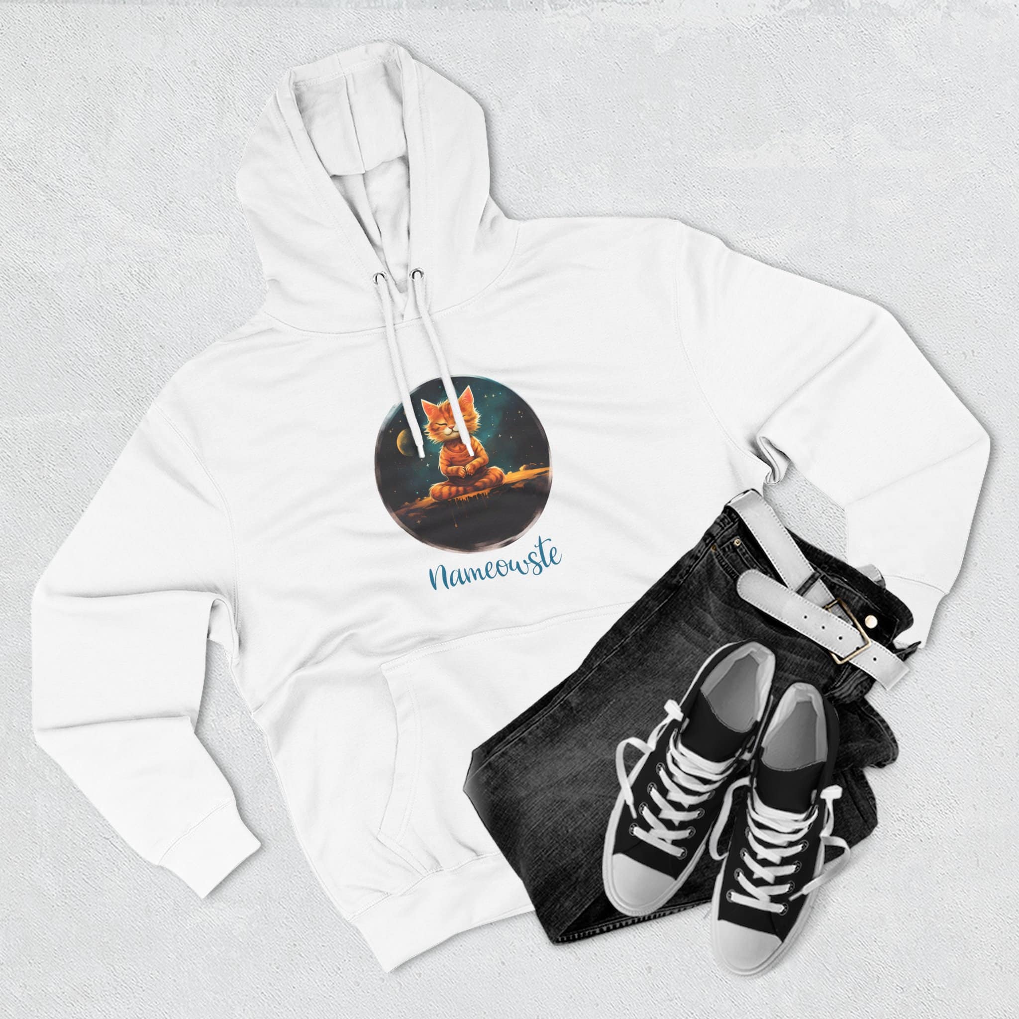 Meditating Orange Tiger Cat Pullover Hoodie, Orange, Unisex, Adult Sizes XS to XXL - Image 5