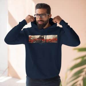 Red Samurai Design Cat Hoodie, Balck Unisex, Adult Sizes XS to XXL