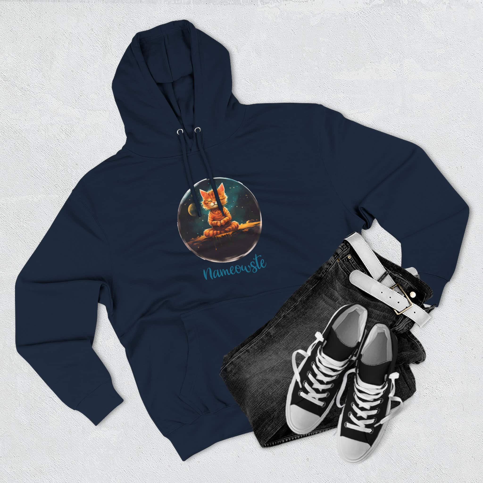 Meditating Orange Tiger Cat Pullover Hoodie, Orange, Unisex, Adult Sizes XS to XXL - Image 17