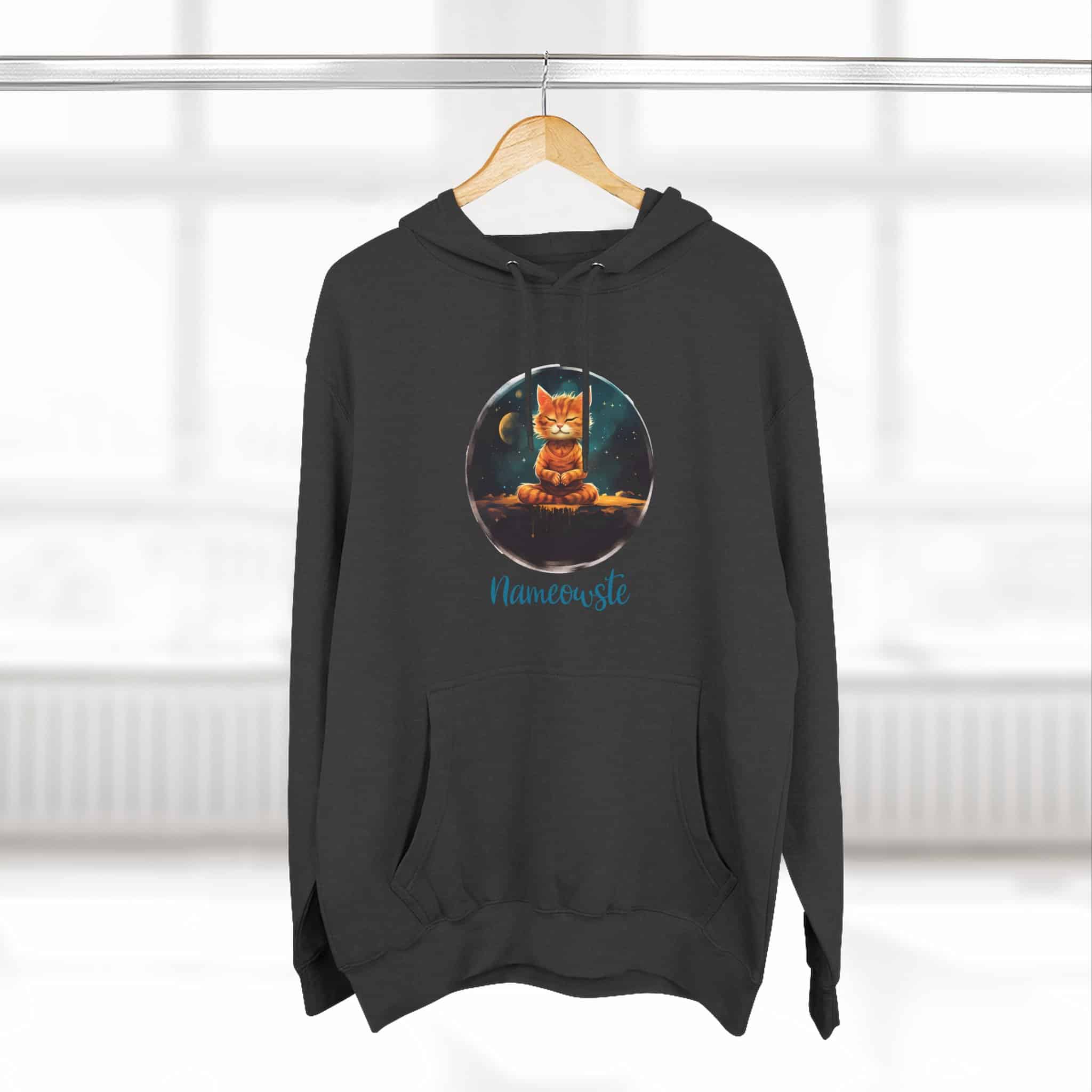 Meditating Orange Tiger Cat Pullover Hoodie, Orange, Unisex, Adult Sizes XS to XXL - Image 9