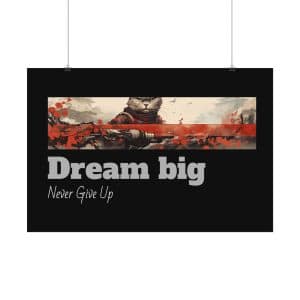 Red and Black Samurai Cat Poster