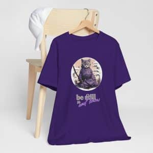 Be Still and Know Purple Samurai Cat Tee, Purple, Unisex, Adult Sizes XS to XXL