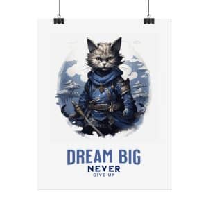Royal Blue Samurai Cat Poster