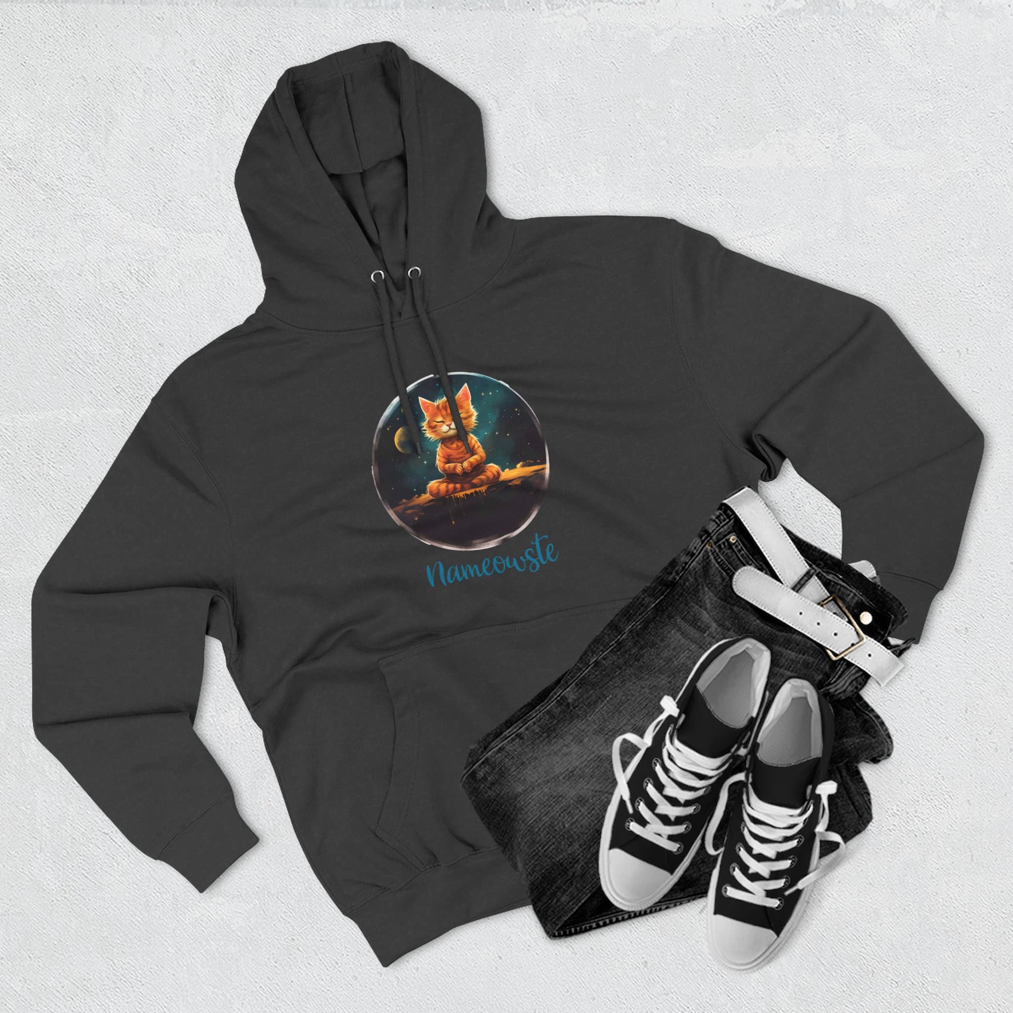 Meditating Orange Tiger Cat Pullover Hoodie, Orange, Unisex, Adult Sizes XS to XXL - Image 8
