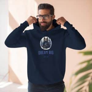 Warrior Cat Pullover Hoodie, Japanese Cat Print, Blue Design, Unisex, Adult Sizes XS to XXL