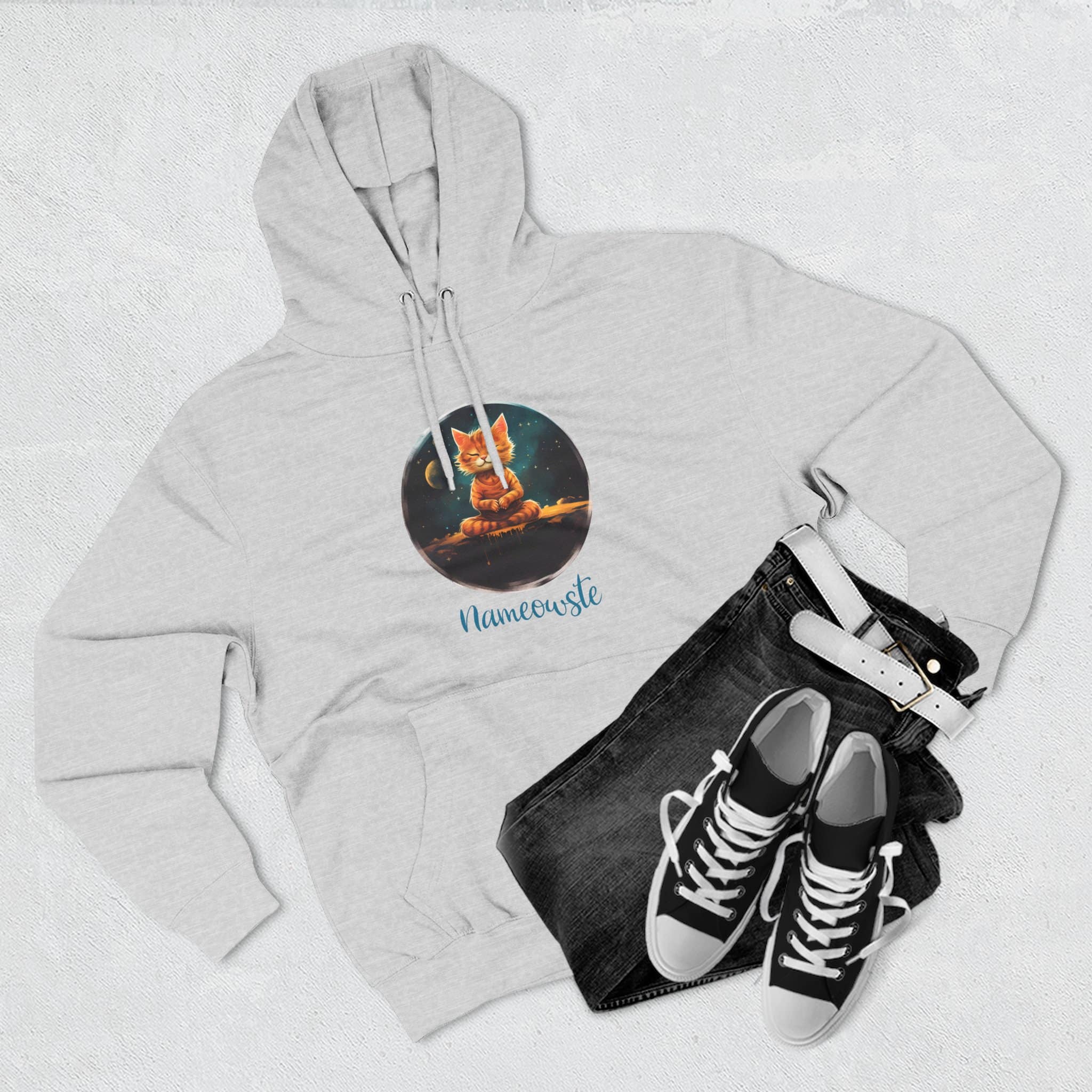 Meditating Orange Tiger Cat Pullover Hoodie, Orange, Unisex, Adult Sizes XS to XXL - Image 3