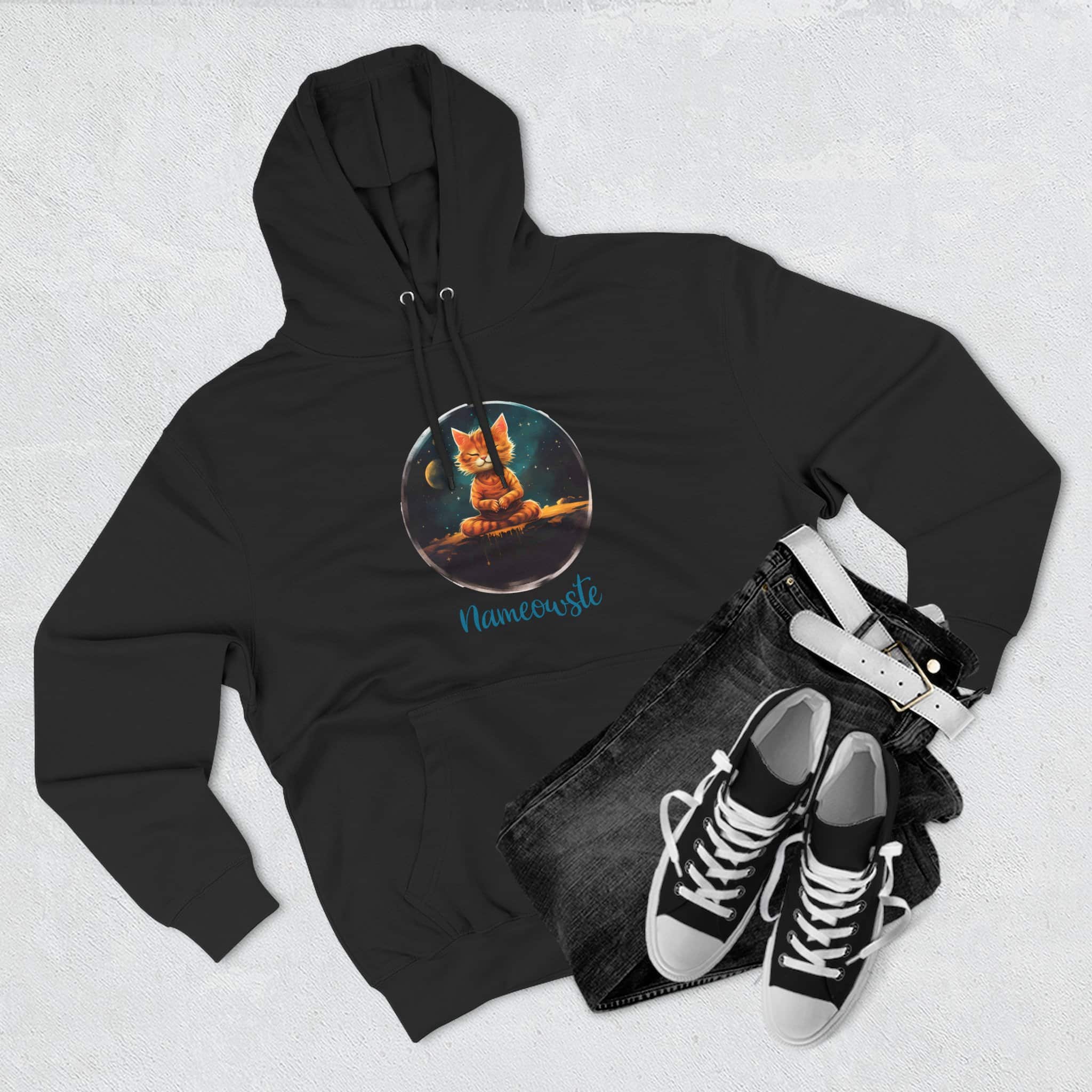 Meditating Orange Tiger Cat Pullover Hoodie, Orange, Unisex, Adult Sizes XS to XXL - Image 11