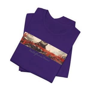 Red Samurai Cat Tee Shirt, red Unisex, Adult Sizes XS to XXL