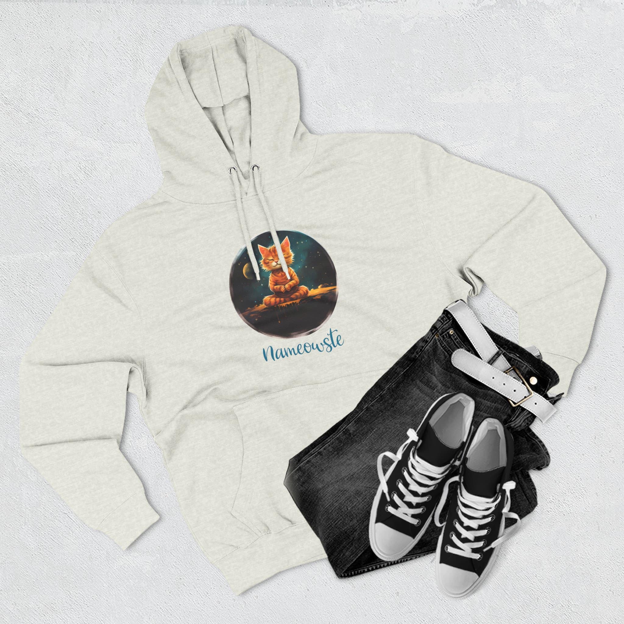Meditating Orange Tiger Cat Pullover Hoodie, Orange, Unisex, Adult Sizes XS to XXL - Image 14